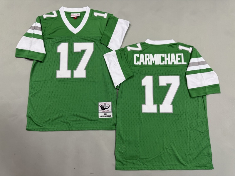 Men 2025 Philadelphia Eagles #17 Carmichael green Throwback Limited NFL Jersey style 002